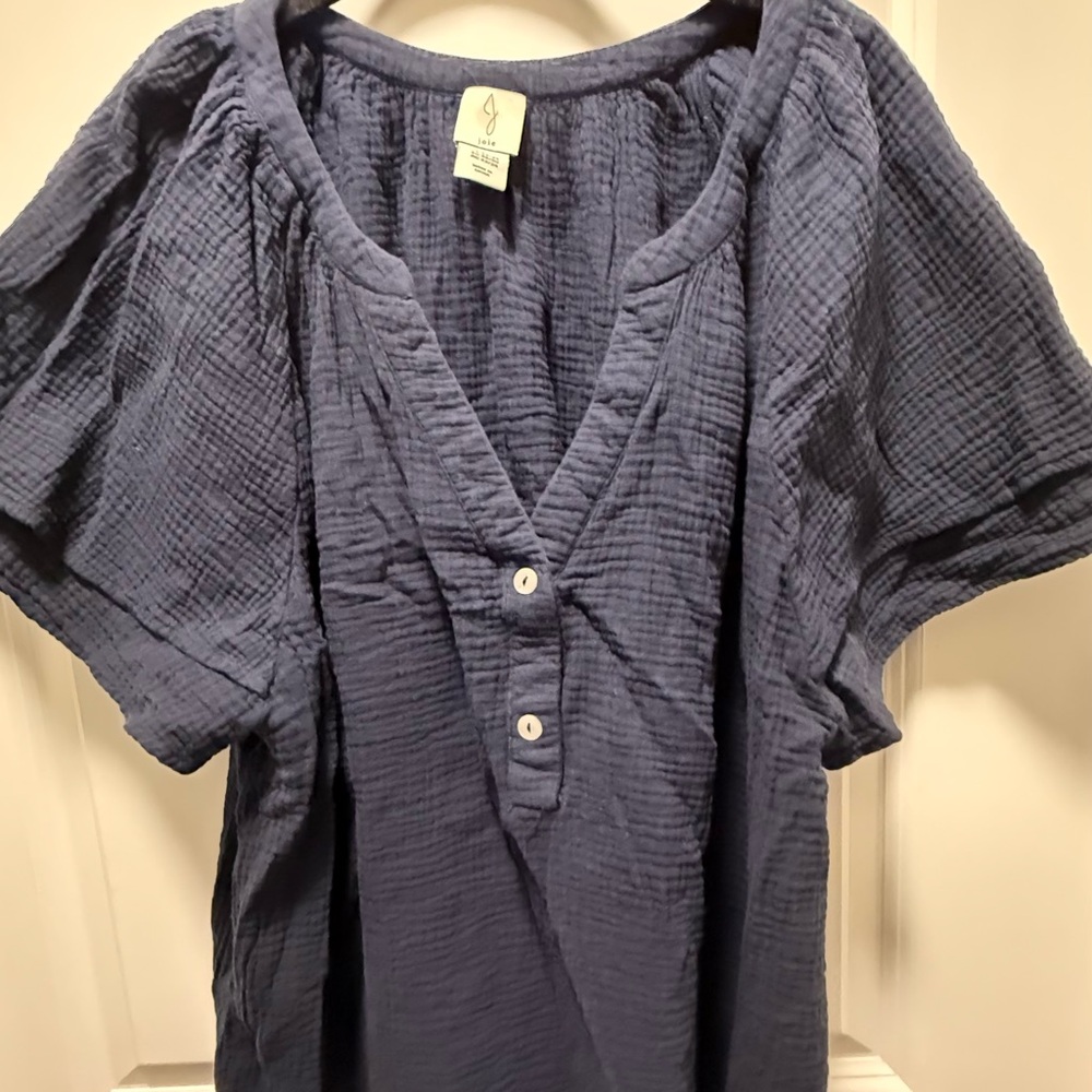 Joie Navy Textured Blouse